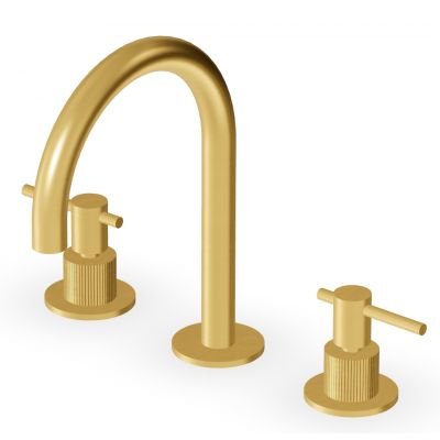 Zucchetti Helm bateria umywalkowa stojąca 3-otworowa złoto szczotkowane/radełkowanie pionowe ZHL515.XP41G2