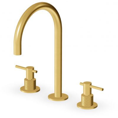 Zucchetti Helm bateria umywalkowa stojąca 3-otworowa złoto szczotkowane/radełkowanie ukośne ZHL516.XP41G3