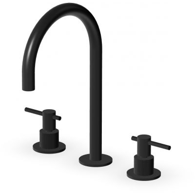 Zucchetti Helm bateria umywalkowa stojąca 3-otworowa czarny szczotkowany/radełkowanie pionowe ZHL516.XP81G2