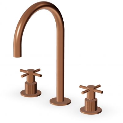 Zucchetti Helm bateria umywalkowa stojąca 3-otworowa miedź szczotkowana/radełkowanie pionowe ZHM516.XP91G2