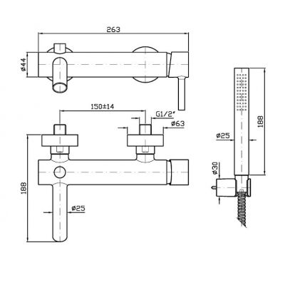 Zucchetti Pan S bateria wannowo-prysznicowa ścienna Pearl Salvia ZPA139.V7