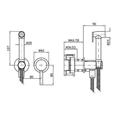 Zucchetti Pan S bateria bidetowa z zestawem prysznicowym podtynkowa Glossy Gesso ZPA417.J3