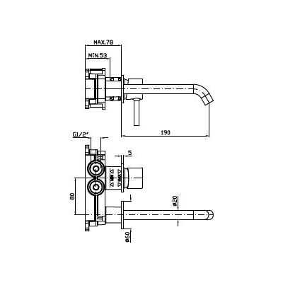 Zucchetti Pan bateria umywalkowa podtynkowa  Brushed Metal Black ZPA432.C51