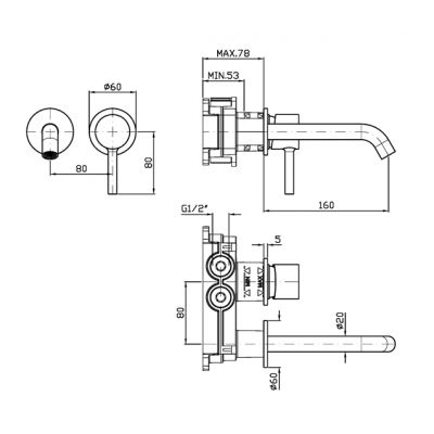 Zucchetti Pan S bateria umywalkowa ścienna nikiel szczotkowany ZPA433.C3