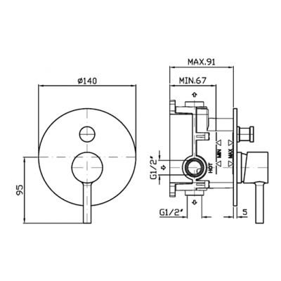 Zucchetti Pan S bateria wannowo-prysznicowa podtynkowa  Glossy Gesso ZPA775.J3