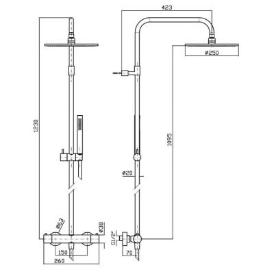 Zucchetti Pan S zestaw prysznicowy ścienny termostatyczny z deszczownicą nikiel szczotkowany ZT7788.C3