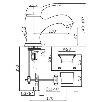 Zucchetti Delfiflu bateria umywalkowa stojąca chrom ZX6255