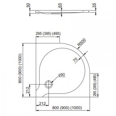 Aquaform Delta brodzik półokrągły 80 cm 200-06901