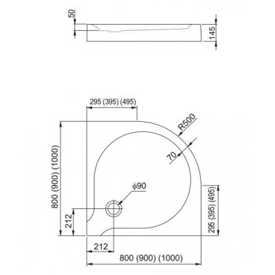 Aquaform Delta brodzik półokrągły 80 cm 200-06904