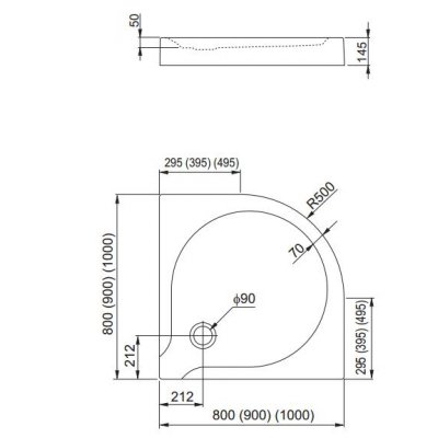 Aquaform Delta brodzik półokrągły 90 cm 200-06905P