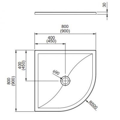 Aquaform Versus brodzik półokrągły 90 cm 200-06934P