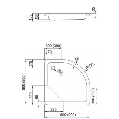 Aquaform Standard brodzik półokrągły 90 cm 200-35024
