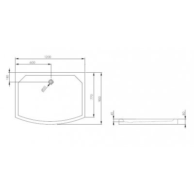 Aquaform Supra Pro brodzik asymetryczny 90x120 cm 200-080201