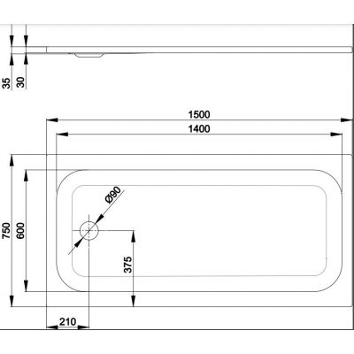 Bette BetteUltra brodzik 150x75 cm prostokątny biały 5924-000