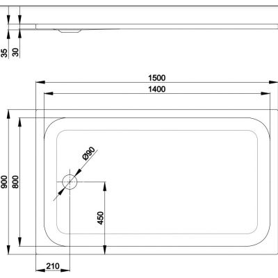 Bette BetteUltra brodzik 150x90 cm prostokątny biały 5934-000