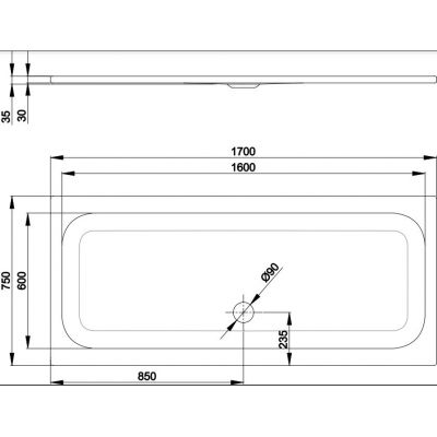 Bette BetteUltra brodzik 170x75 cm prostokątny biały 5996-000