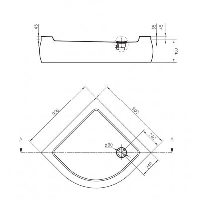 Brodzik półokrągły 90 cm biały Deante Vanilla KTO 051B