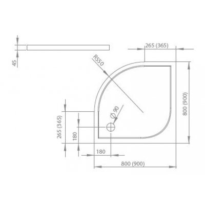 Brodzik półokrągły 90 cm Radaway Delos A SDA0909-01