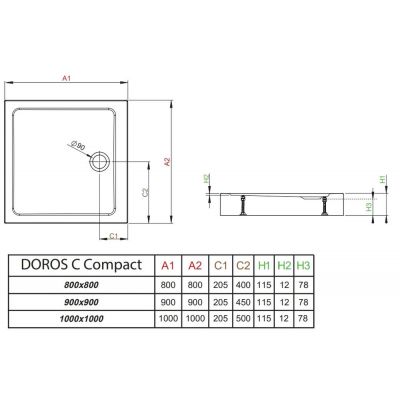 Radaway Doros C Compact brodzik kwadratowy 80x80 cm SDRC8080-05-04S