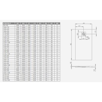 Radaway Kyntos F brodzik 210x90 cm prostokątny cemento HKF21090-74