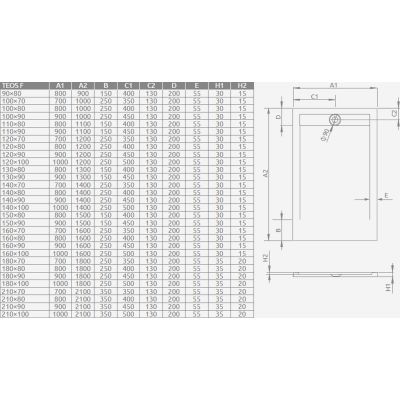 Radaway Teos F brodzik prostokątny 160x80 cm beton HTF16080-74