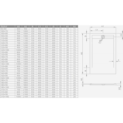 Radaway Teos F brodzik prostokątny 210x100 cm antracyt HTF210100-64