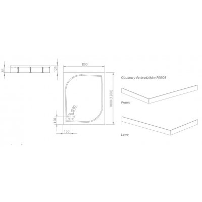 Brodzik prostokątny 100 x 80 cm Radaway Paros D MBD8010-03-1