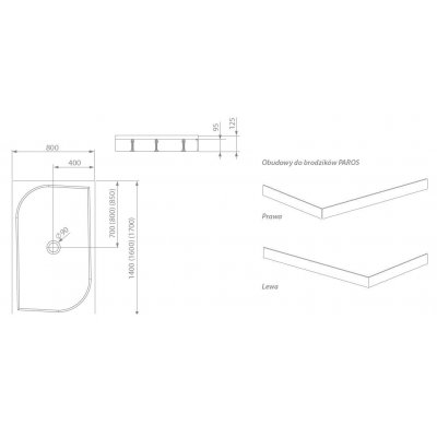 Brodzik prostokątny 170 x 80 cm Radaway Paros D MBD8017-03-1