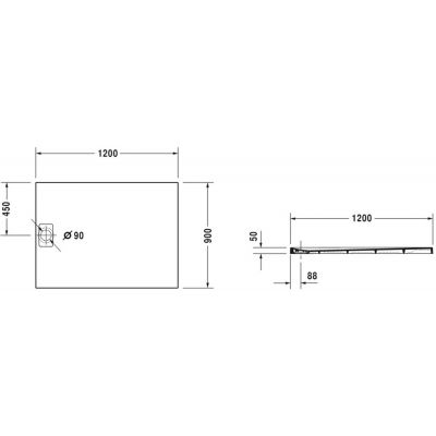 Duravit Stonetto brodzik 120x90 cm prostokątny biały 720149380000000