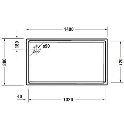 Duravit Starck Slimline brodzik prostokątny 140x80 cm biały 720236000000001