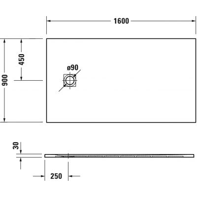 Duravit Sustano brodzik 160x90 cm prostokątny biały mat 720285740000000