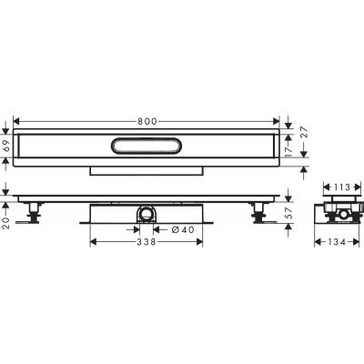 Hansgrohe uBox Universal kompletny zestaw do montażu płaskiego odpływu liniowego 80 cm do wyłożenia płytkami 56018180