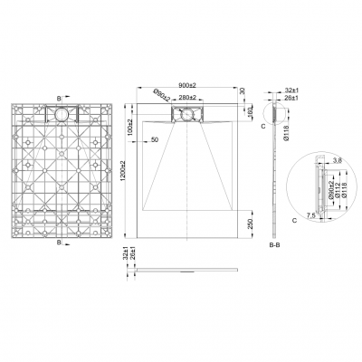 Invena Alvero brodzik prostokątny 120x90 cm biały AK-7B-912