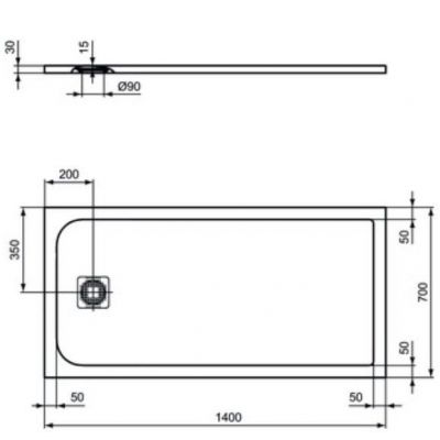 Ideal Standard Ultra Flat S brodzik prostokątny 140x70 cm biały K8234FR