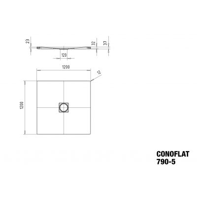 Kaldewei Conoflat brodzik 120x120 cm kwadratowy z nośnikiem ze styropianu model 790-5 czarny 466047980701