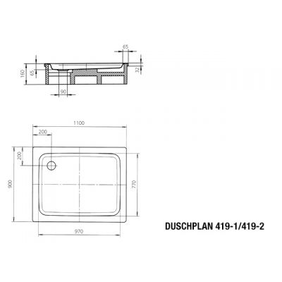 Kaldewei Duschplan brodzik 90x110 cm prostokątny model 419-1 biały 431900010001