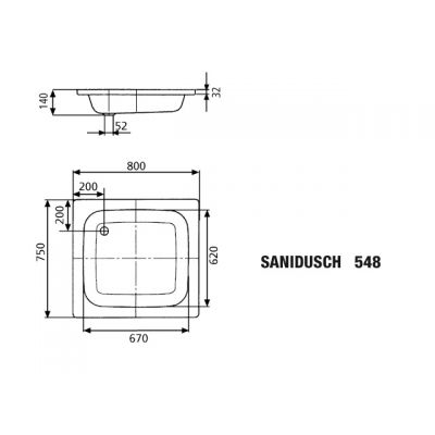 Kaldewei Sanidusch brodzik 75x80 cm prostokątny model 548 biały 331500010001