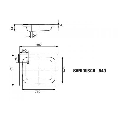 Kaldewei Sanidusch brodzik 75x90 cm prostokątny model 549 biały 331600010001