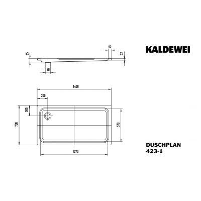 Kaldewei Duschplan XXL brodzik 70x140 cm prostokątny model 423-1 biały 432300010001