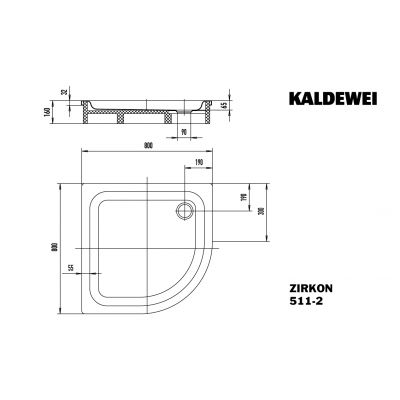 Kaldewei Zirkon brodzik 80x80 cm półokrągły z nośnikiem ze styropianu model 511-2 biały 452048040001