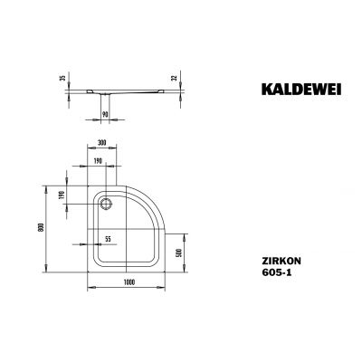 Kaldewei Zirkon brodzik 100x80 cm półokrągły model 605-1 biały 457000010001