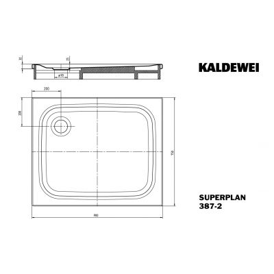 Kaldewei Superplan brodzik 75x90 cm prostokątny z nośnikiem ze styropianu model 387-2 biały 447748040001