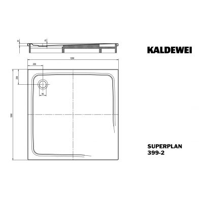 Kaldewei Superplan brodzik 120x120 cm kwadratowy z nośnikiem ze styropianu model 399-2 biały 447148040001