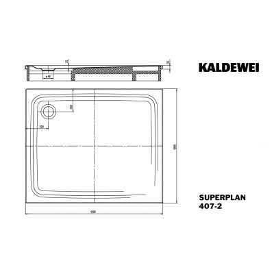 Kaldewei Superplan brodzik 100x120 cm prostokątny z nośnikiem ze styropianu model 407-2 biały 430748040001
