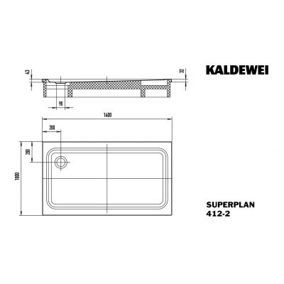 Kaldewei Superplan XXL brodzik 100x140 cm prostokątny z nośnikiem ze styropianu model 412-2 biały 431248040001