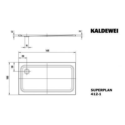 Kaldewei Superplan XXL brodzik 100x140 cm prostokątny model 412-1 biały 431200010001