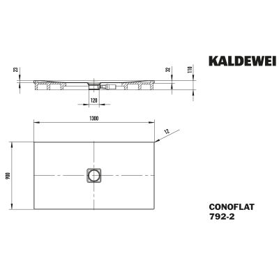 Kaldewei Conoflat brodzik 90x130 cm prostokątny z nośnikiem ze styropianu model 792-2 biały 466248040001