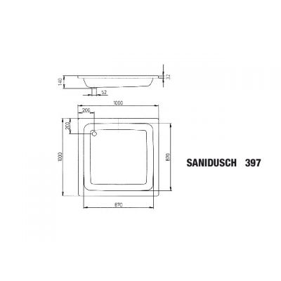 Kaldewei Sanidusch brodzik 100x100 cm kwadratowy model 397 biały 440700010001