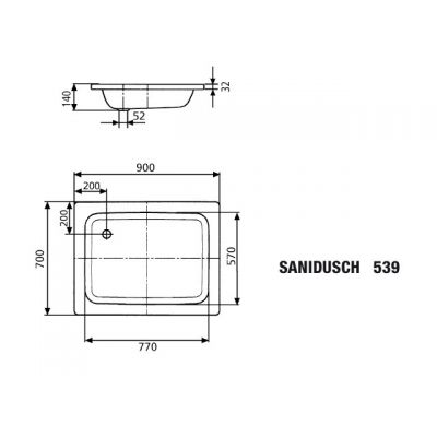 Kaldewei Sanidusch brodzik 70x90 cm prostokątny model 539 biały 447900010001