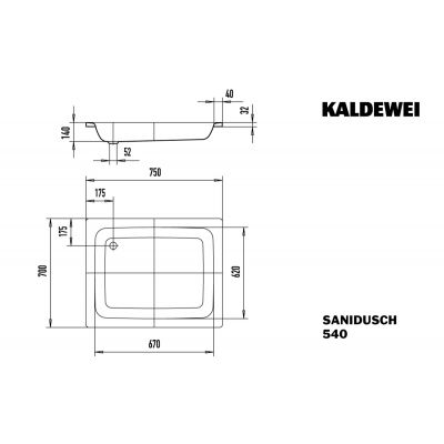 Kaldewei Sanidusch brodzik 70x75 cm prostokątny model 540 biały 448000010001